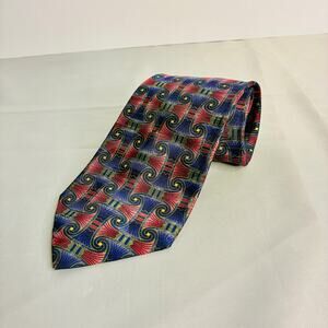 Bachrach Italian 100% Silk Neck Tie Blue Pink Green 62 inch Vintage Regency